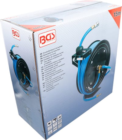 BGS - Luchtslang op haspel - 15 meter (3/8) -  Automatisch oprolsysteem