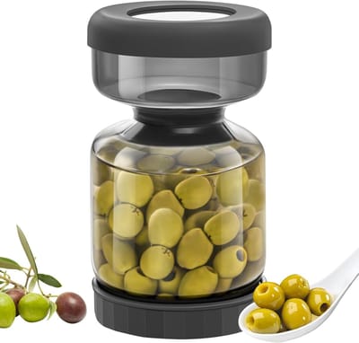 Inmaakpot met gaasdeksel, 34-ounce inmaakpot voor olijven en augurken, glazen pot met flip-top deksel en afsluitdop voor het scheiden van vloeistoffen, geschikt voor jalapeño's en augurken.