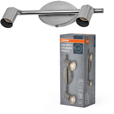 OSRAM LED Spot Cylinder plafondspot 2x GU10, Geborsteld Nikkel, Staal, draaibaar, IP20, Binnenruimte