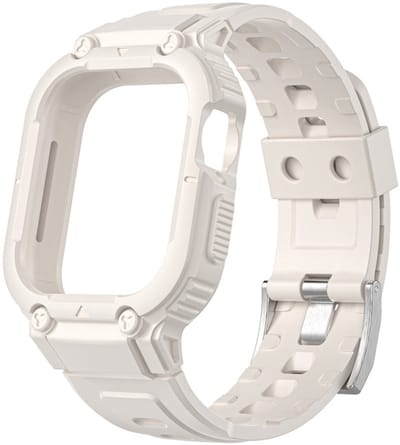 Siliconen bandje - met ingebouwde case - geschikt voor Apple Watch Ultra / Ultra 2 (49 mm) - sterrenlicht