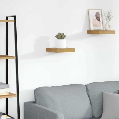 vidaXL - Wandplank - Muurmontage - Beige - 23 - x - 23,5 - x - 3,8 - cm - Bewerkt - hout