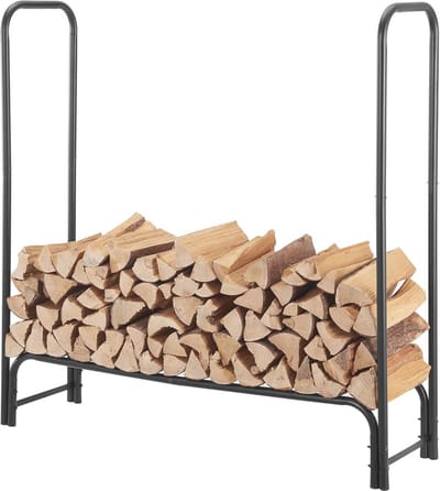 Metalen brandhoutrek zwart 124x124x34,5 cm voor binnen en buiten