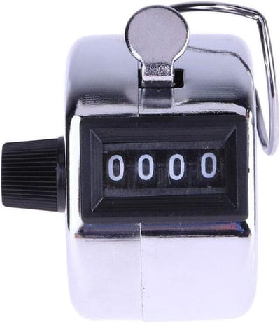 Telmachine 4 Cijfers - Teller Handmatig - Cijfers Tellen - Geen Batterijen Nodig - 46 mm Diameter - Zilver