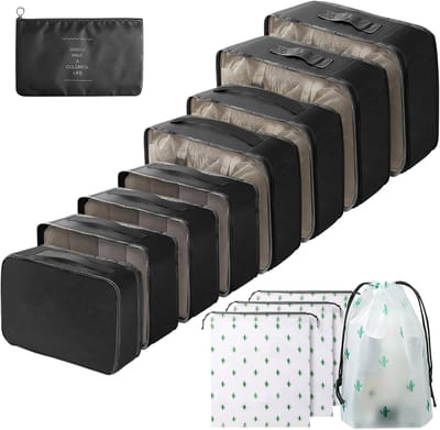 SnelShoppen - Suitcase Organizer Set 13-delig - Waterdichte Packing Cubes, Multifunctionele Reiscubes, Koffer Organiser, Opbergzakken voor Reizen, Zwa
