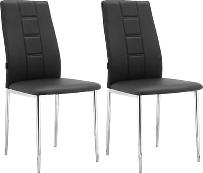 Edita-Eetkamerstoel - Zwart/Chroom - Set van 2