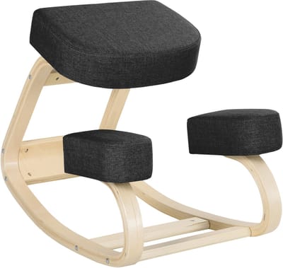 Vinsetto Kniestoel Berkenhout, Polyester 69L x 51B x 58H cm Zwart