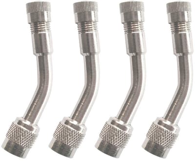 aladdien - Professionele Bandventielverlenging - 135 Graden Adapter Set - Voor Auto en Motor - Zilver - Pneumatische Ventiel Extensie - 4 Stuks - Un...