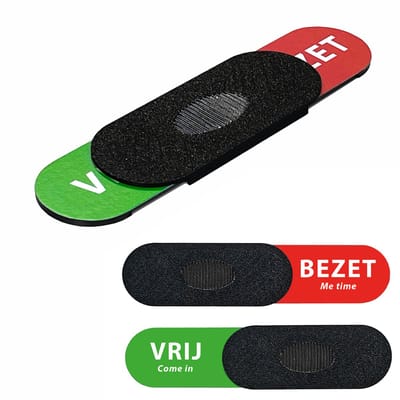 Vrij-come in / Bezet-me time Schuifbordje – met subtekst – 40x170 mm – Deurindicator – Randloos Design – Antislip Schuifvlak – Zelfklevend – Duurzaam 3D-geprint Kunststof – Zwart