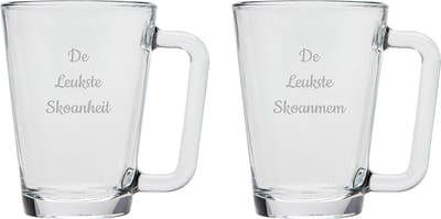 Gegraveerde theeglas 26cl De Leukste Skoanheit-De Leukste Skoanmem
