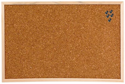 Zeller Kantoor Prikbord - 60 x 45 cm - inclusief 25x zwarte punaises - Thuis / Keuken - Memobord