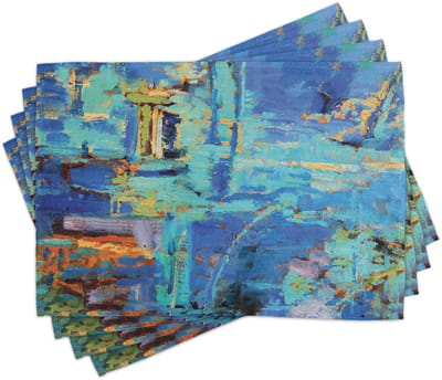 ABAKUHAUS Kunst-placematten, kunstige olieverfschilderijvlekken, antislip, wasbaar, tafeldecoratie voor eetkamer en keuken, veelkleurig