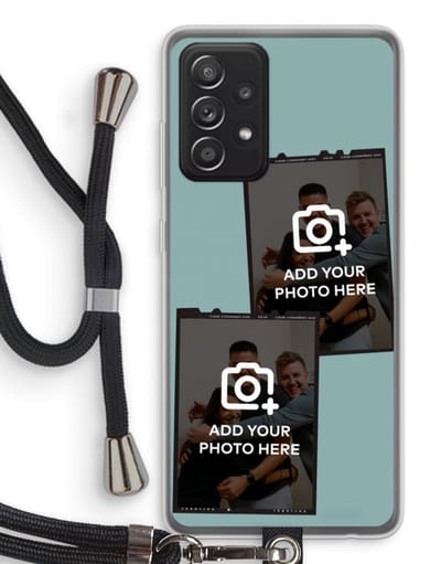 Gepersonaliseerd - Case Company® - Hoesje met koord geschikt voor Samsung Galaxy A52s 5G hoesje met Koord - Polaroid Zwart - Telefoonhoesje met Zwart Koord - Bescherming aan alle Kanten en Over de Schermrand