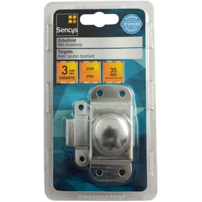 Sencys Schuifslot Met Draaiknop - Zink - 35 Mm