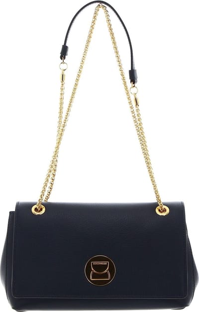COCCINELLE Leren Schoudertas Liya Shoulder Bag Midnight Blue Donkerblauw