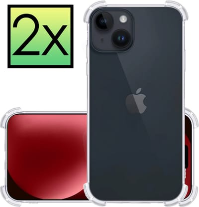Hoesje - 2 Stuks - Geschikt voor Apple iPhone 15 - Sterk & Shockproof - Siliconen Case - Back Cover - Telefoon Hoes Shock Proof - Transparant