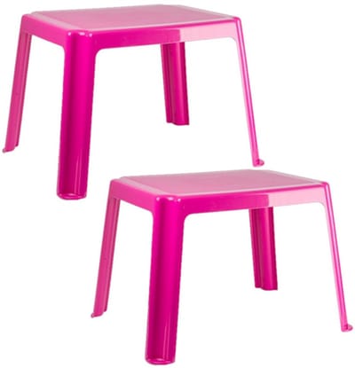 Plasticforte Kindertafel - 2x stuks - kunststof - roze - 55 x 66 x 43 cm - camping - tuin - tafeltje