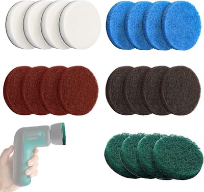 64mm Schrob Pads Set van 20 Stuks voor Elektrische Schoonmaakborstel, Ideaal voor Keuken, Badkamer en Auto, Perfect voor Tegels, Tapijt en Douche