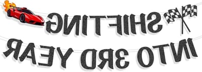 Vlaggenrace-thema derde verjaardagsbanner, auto's thema verjaardagsfeestdecoratiebenodigdheden, 3e verjaardagsbannerdecoratiebenodigdheden voor jongens, Verjaardagsfeest Banner