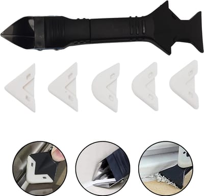 5-in-1 Kitverwijderaar & Kitgereedschap Set – Metalen & Siliconen Kitspatel – Voor Verwijderen, Afwerken & Aanbrengen van Kit – Voor Badkamer, Keuken & Tegels