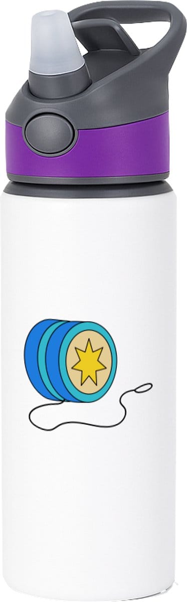 Hacebo® - jojo waterfles met rietje paars - Kind - kinderen - speelgoed - cadeau - sport - water fles - 650ML