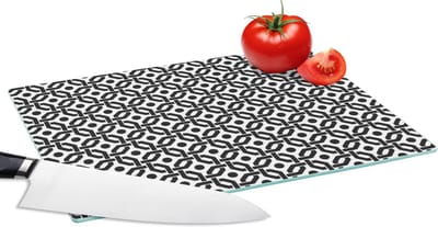 Glazen Snijplank - 28x20 - Zwart - Geometrie - Design - Snijplanken Glas