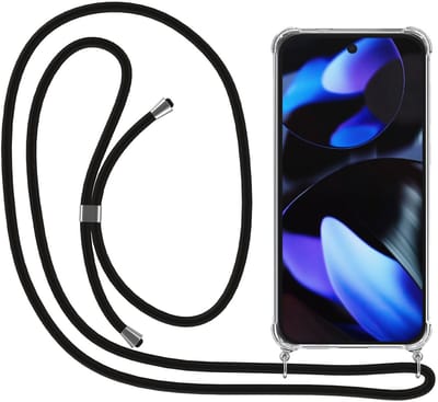 Smartphonica Telefoonhoesje Geschikt voor Google Pixel 9 met Koord en Stootrand - Hoesje met Telefoonkoord - TPU Backcover Case Shockproof met Lanyard - Transparant geschikt voor Google Pixel 9
