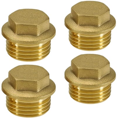 Dailygoods- Afsluitstop 1/2 Inch - Messing - 4 Stuks - Buitendraad - Blinde Stop - Rubber Afdichtingen - Duurzaam Materiaal - Blindstop