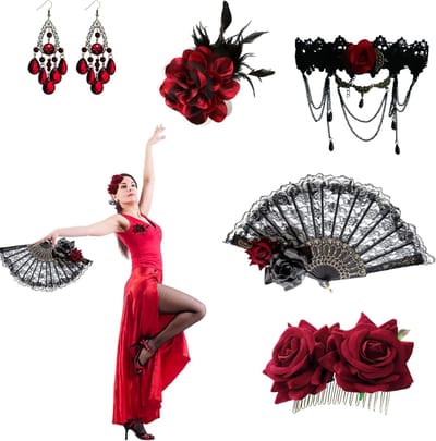 Set van 5 Bloemige Haaraccessoires voor Bruiden - Rozen Haarspelden en Decoratie voor Flamenco Jurk en Bruiloft