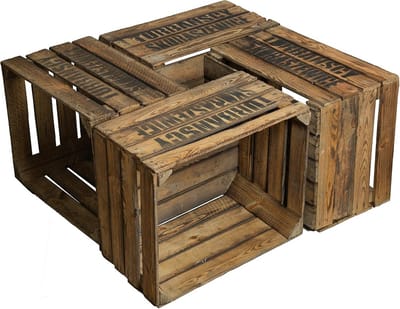 Set van 4 Houten Fruitkisten / Decoratieve Opbergkisten voor Wonen en Decoratie