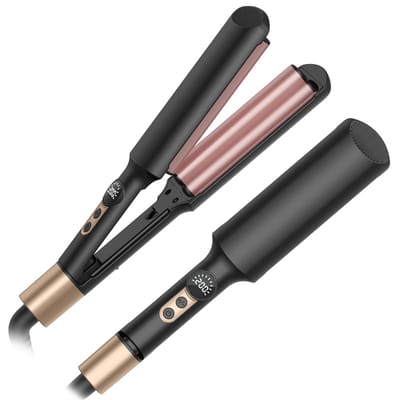 QTTVBTNA -Wave Curler - U-vormige krultang - Franse golvende krultang - vijf instelbare temperatuurstanden - Hitte- en reisbescherming - Snelle verwarming - Grote krultang - Geschikt voor kort en lang haar - zwart