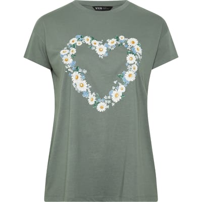Yours Groen Tshirt Met Madeliefjeshart Size 42