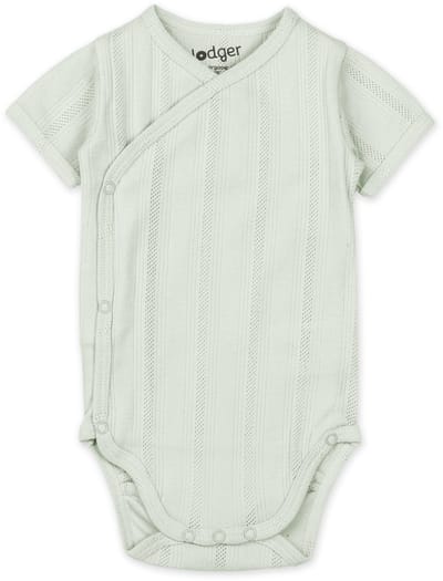 Lodger Romper met korte mouwen - Pointelle - Bruin - Maat 56 - bio katoen - Overslag romper