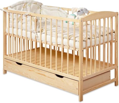 Babybed 2-in-1 - Kinderbed Junior - Veilig Slapen - In Hoogte Verstelbaar - 60x120 cm - Bruin