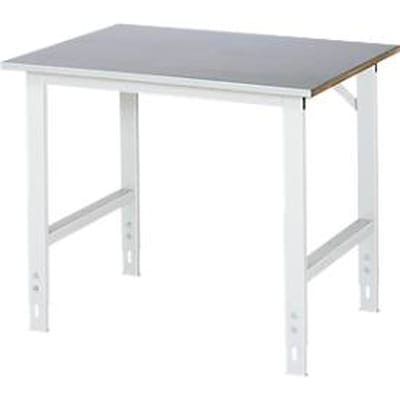 Rau werktafel Tom, handmatig in hoogte verstelbaar, 25 mm MDF-plaat met plaatstalen bekleding, tot 500 kg, B 1000 x D 800 x H 760-1080 mm, zilver/lichtgrijs