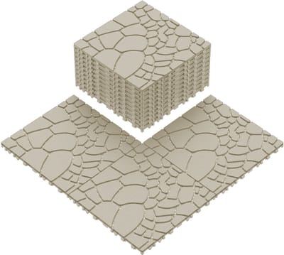 Interlocking Deck Tiles - 44 Stuks - 30x30 cm - Steenstructuur - Beige