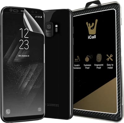 Screenprotector geschikt voor Samsung Galaxy S9 van iCall - Glas PET Folie Screen Protector Transparant 0.2mm 9H