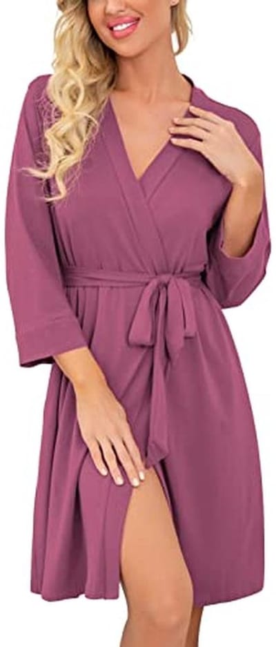 PrinStory Vrouwen Lang/Korte Badjas Gebreide Kimono Gewaden Zachte Vrouwen Badjassen Casual Dames Loungewear