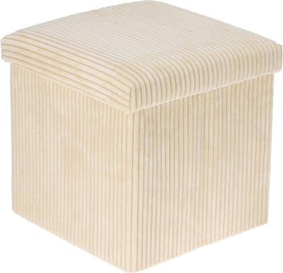 Corduroy Opvouwbare Poef -38x38x38cm - Beige