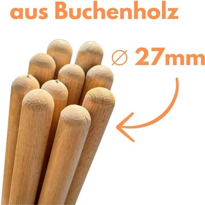 Houten Reservesteel 170 cm voor Tuingereedschap - Ø 27 mm - 10 Stuks
