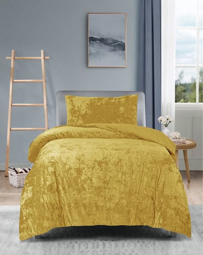 Princessdekbedovertrek Crushed Velvet -Soft Touch - Fluweel - Dekbedovertrek met Drukknopen- Eenpersoons - 140x200/220 + 1 kussensloop 60x70 - Mosterdgeel - Geel