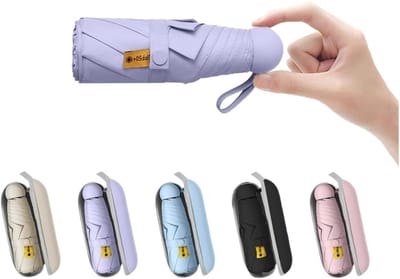 Opvouwbare paraplu - Mini reisparaplu - Gemakkelijk mee te nemen - Inclusief parapluhoes - Compact en draagbaar - UV-bescherming - Lichtgewicht - Inclusief klein opbergtasje - Paars