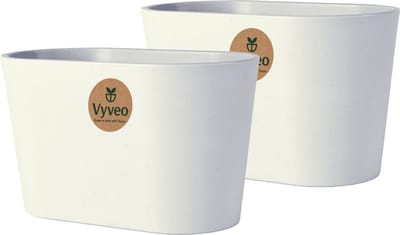 Vyveo - Bloempot Varda - Set van 2 - 18x10x11 - Lichtgrijs - Bloempot voor binnen en buiten - Lichtgewicht - Breukbestendig - Vorstbestendig - UV-bestendig