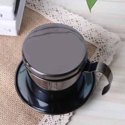 Cafetière à filtre à café portable en acier inoxydable pour la maison, la cuisine, le bureau, l'extérieur - Noir gray