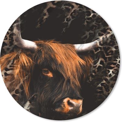 Muismat rond 20x20 cm - Mousepad Schotse hooglander - Panterprint - Design - Ronde muismatten