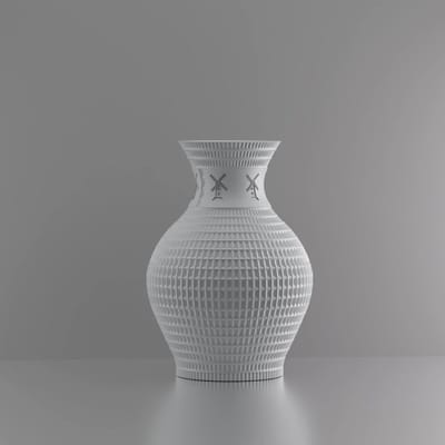 3d-gezellig Athene met molen - Vaas - Grijs - Maat 25 cm - 100% gerecycled PLA (bioplastic)