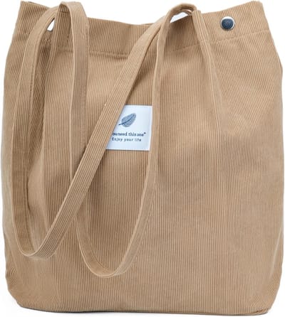 Grote Corduroy Tote Bag Dames - Veelzijdige Schoudertas voor Werk, Strand en Winkelen