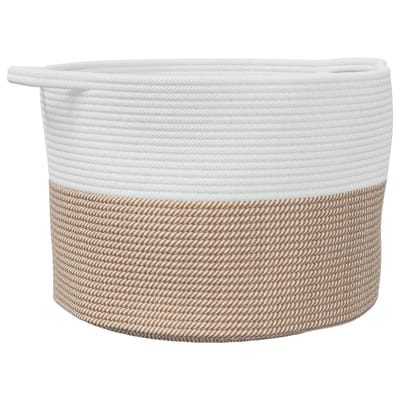 vidaXL - Wasmand - Ø - 55x36 - cm - katoen - bruin - en - wit