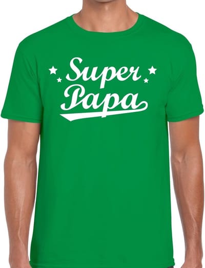 Super papa t-shirt groen voor heren - groen super papa cadeaushirt - vaderdag shirt S