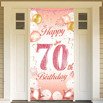 Rose Gold 70e Gelukkige Verjaardag Banner voor Volwassen Verjaardag Feestversieringen