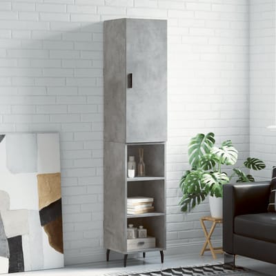 vidaXL - Hoge - kast - 34,5x34x180 - cm - bewerkt - hout - betongrijs